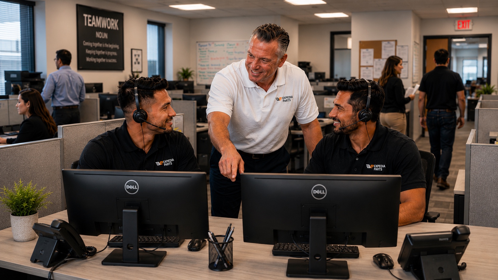 Expedia Parts support team collaborating in the call center